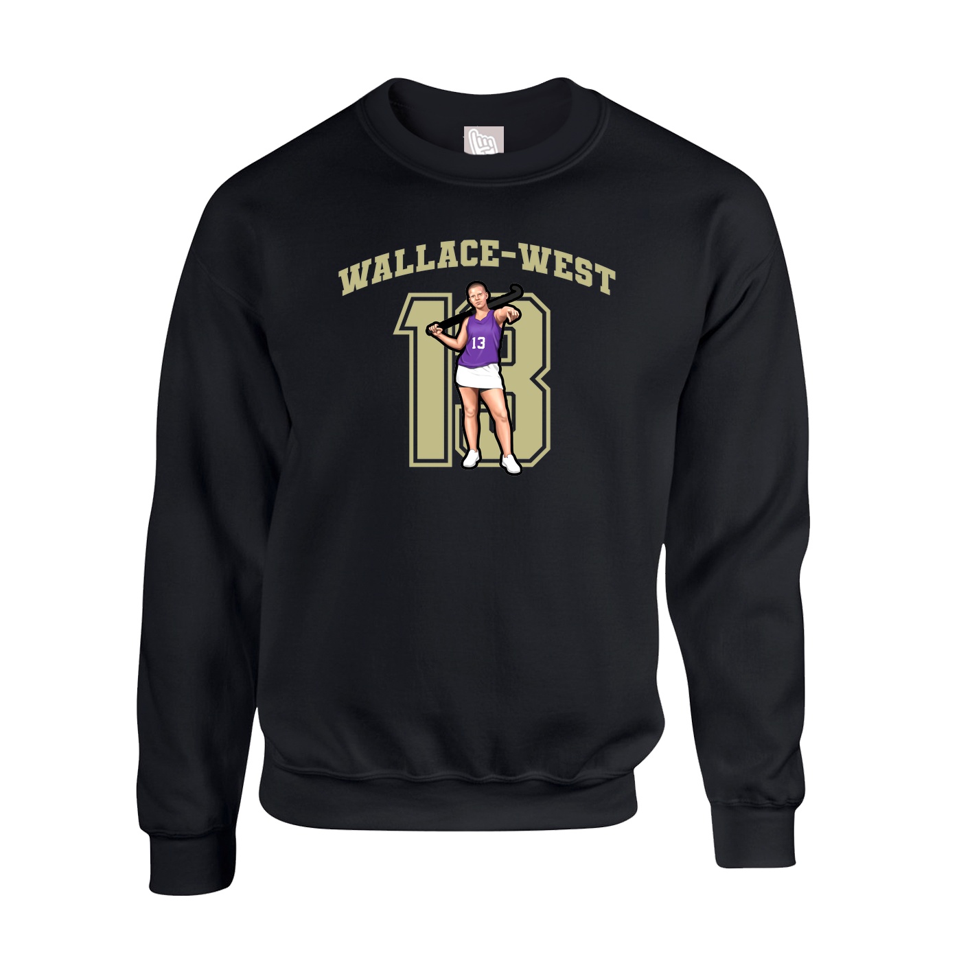 Fleece Crew — Number in Black