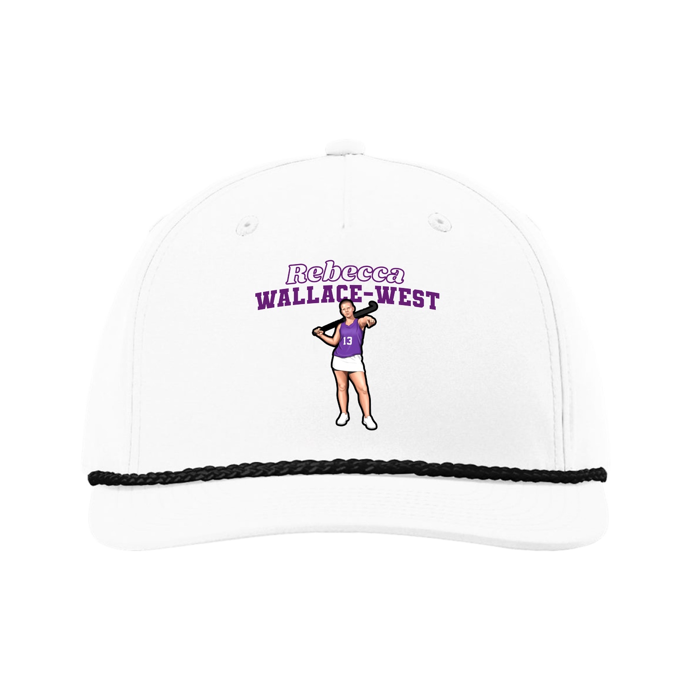 Five-Panel Classic Rope Cap — Name Arch in White