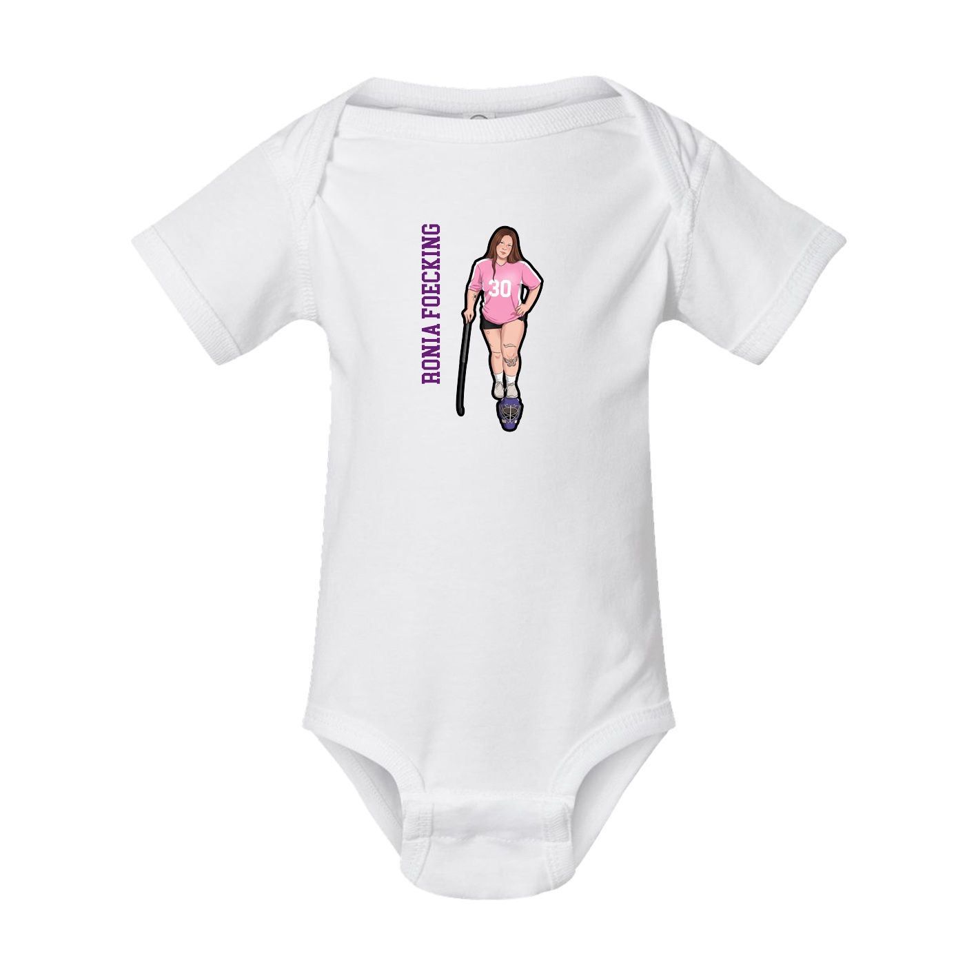 Baby Onesie — Name Vertical in White