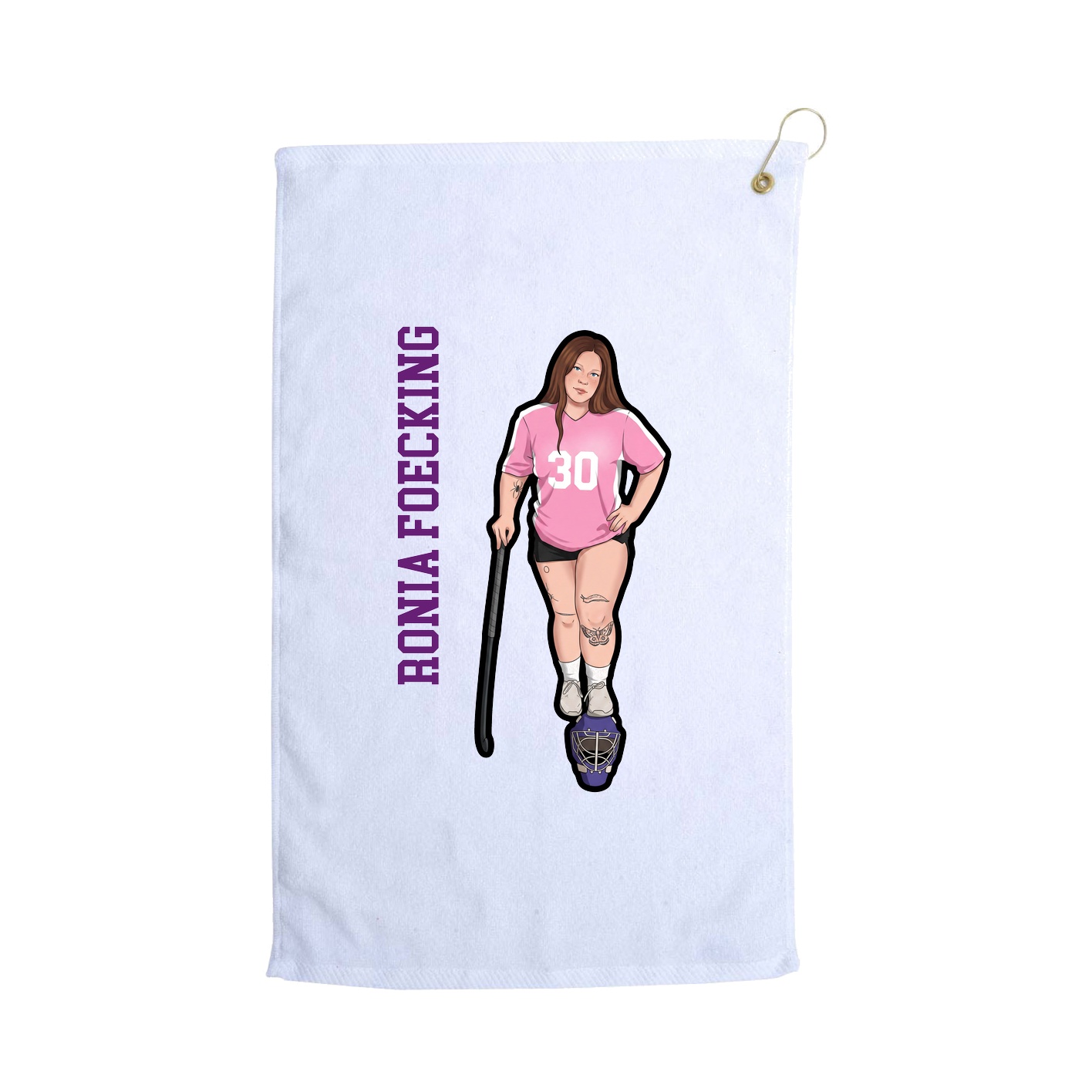 Golf Towel — Name Vertical in White