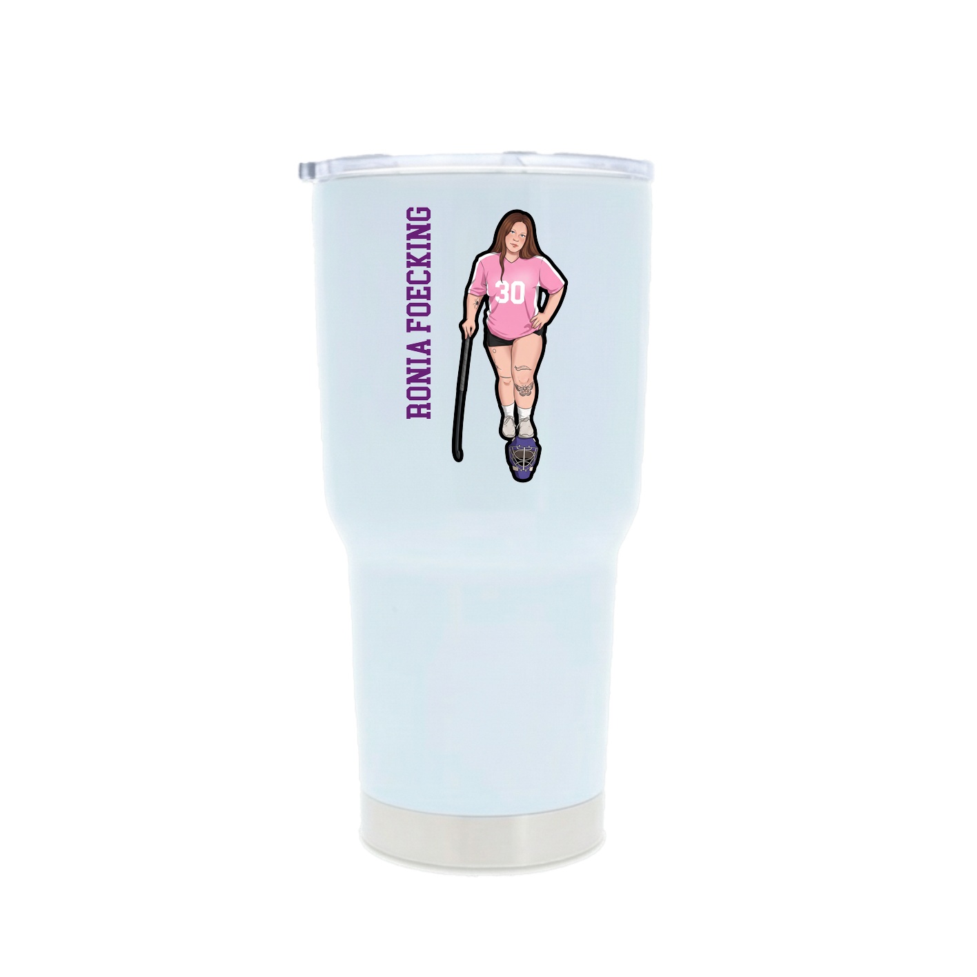 30oz Stainless Steel Tumbler — Name Vertical in White