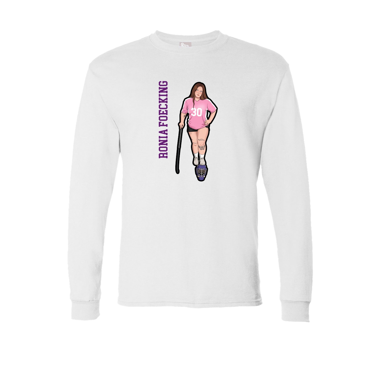 Long Sleeve Tee — Name Vertical in White