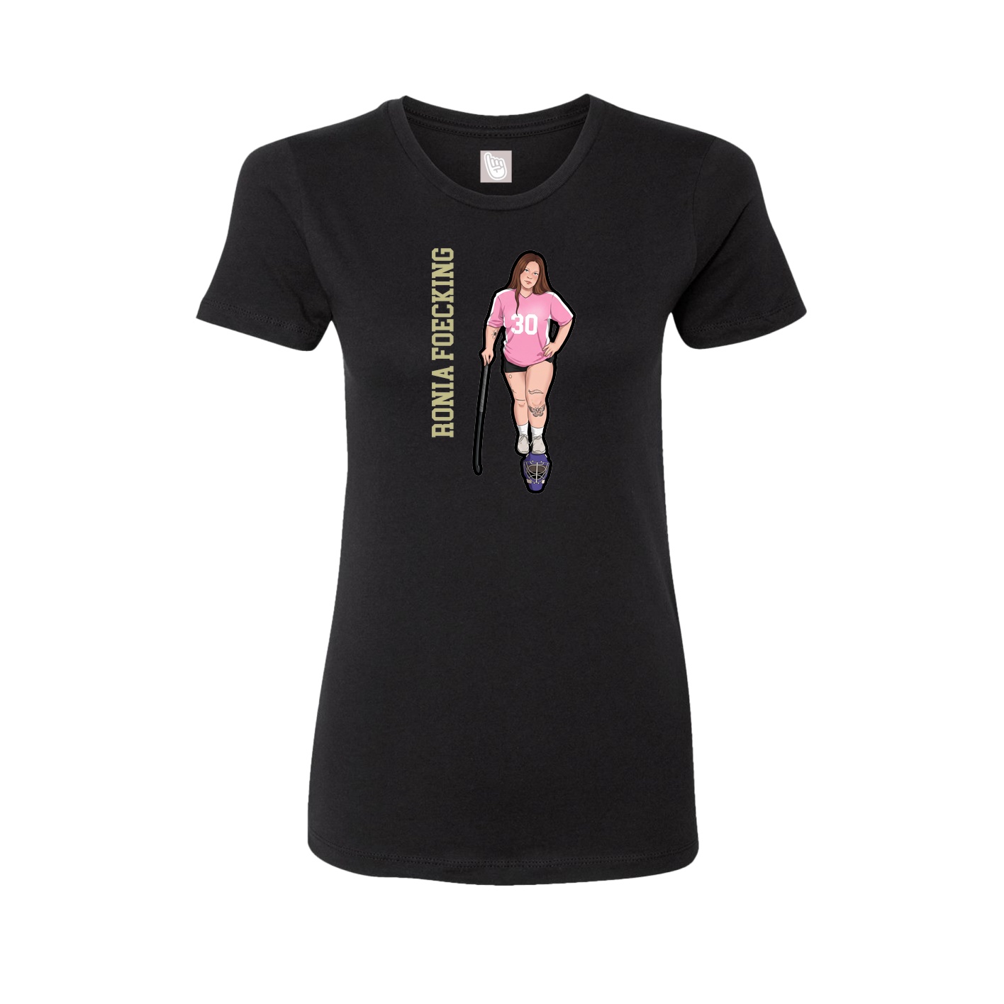 Fitted Women's Tee — Name Vertical in Black