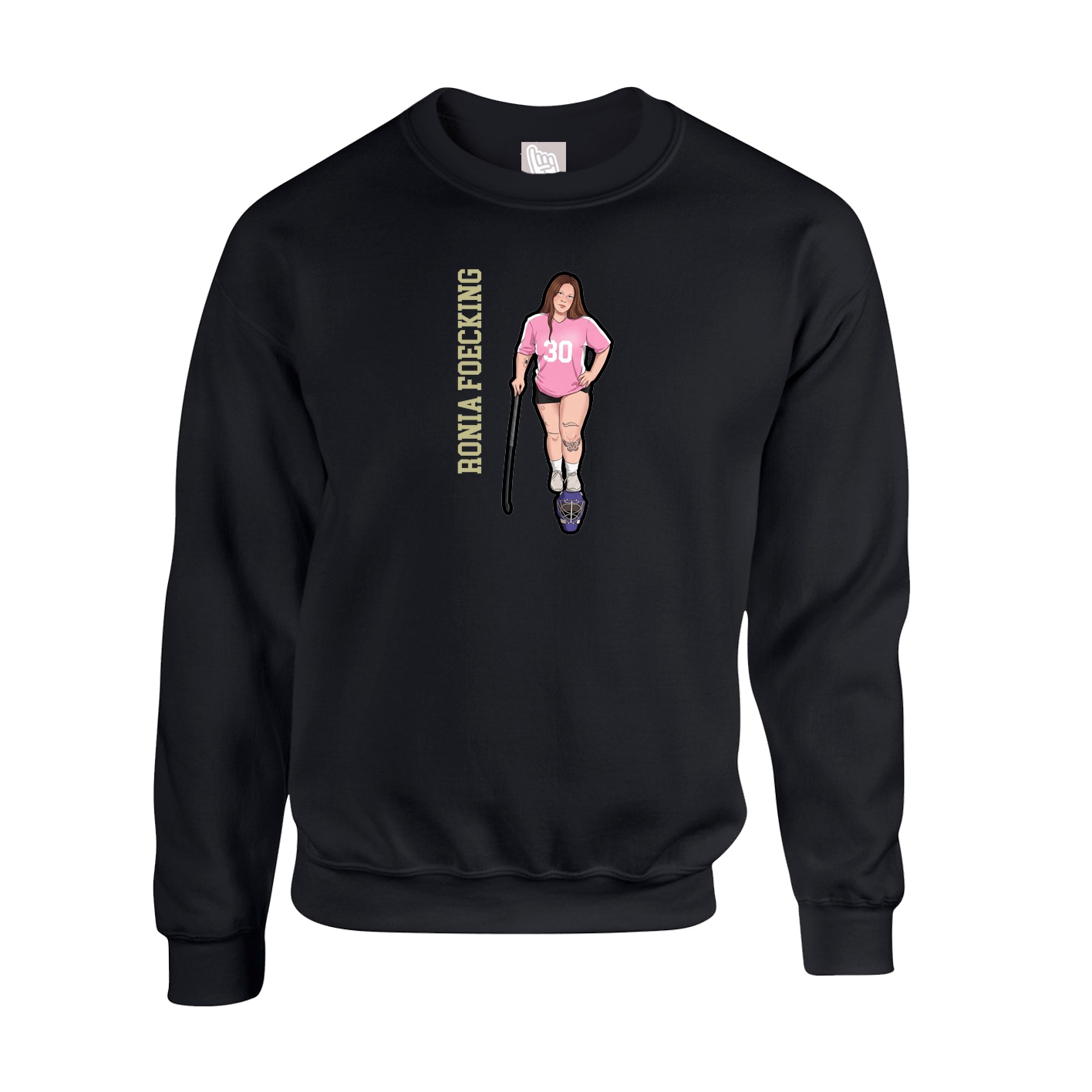 Fleece Crew — Name Vertical in Black