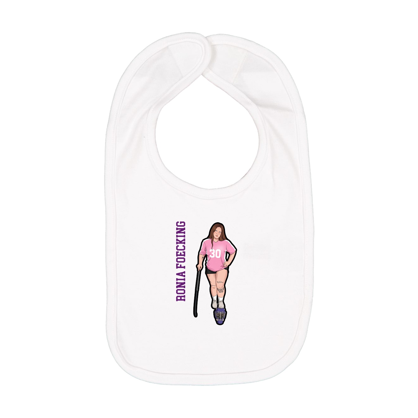 Infant Bib — Name Vertical in White