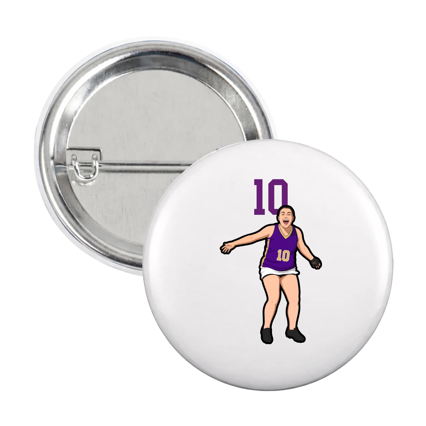 Game Day Button — Number Top in White