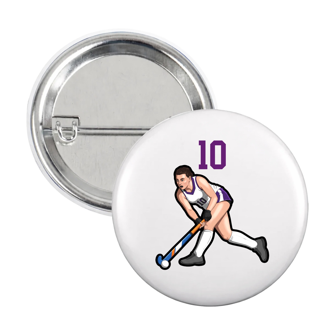 Game Day Button — Number Top in White