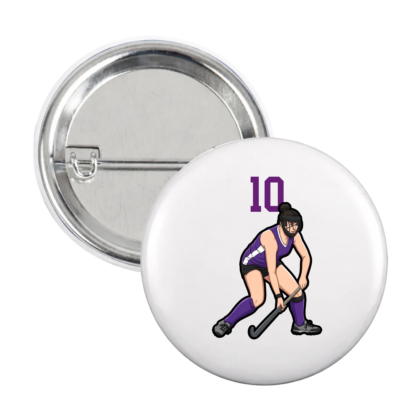 Game Day Button — Number Top in White