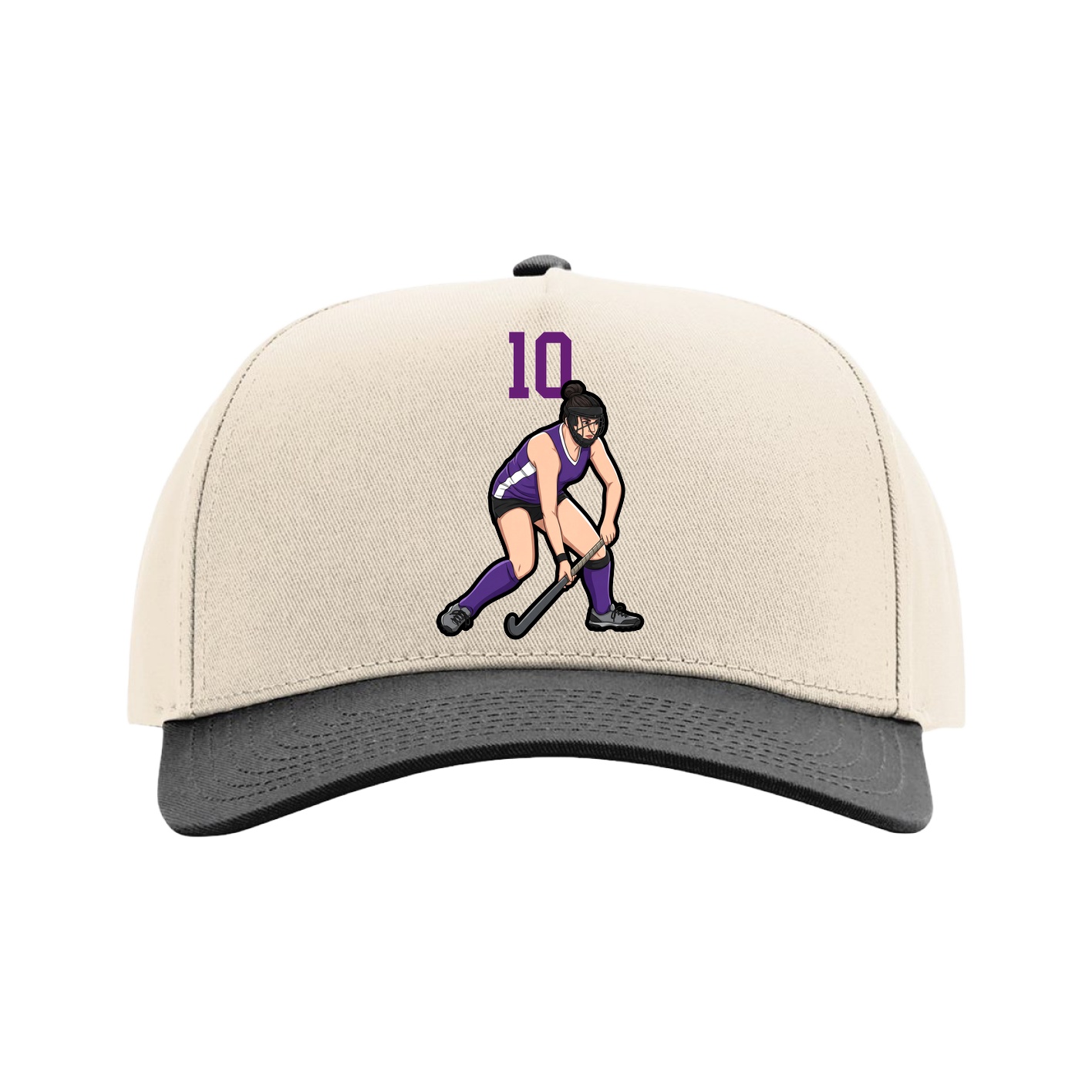 Full Fabric Five-Panel Champ Cap — Number Top in Cream/Black
