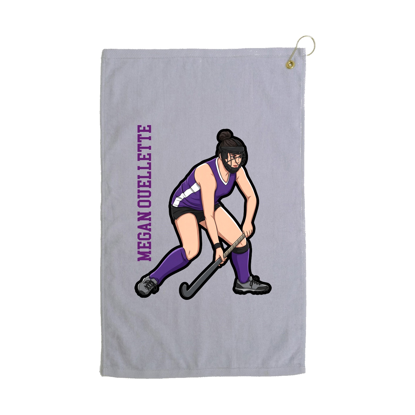 Golf Towel — Name Vertical in Grey