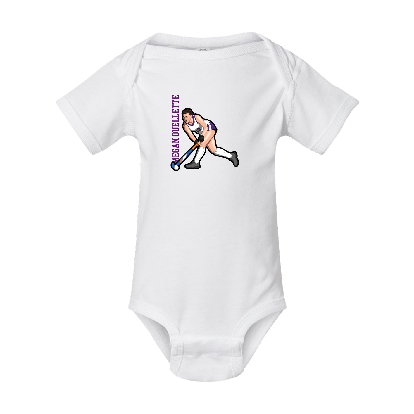 Baby Onesie — Name Vertical in White