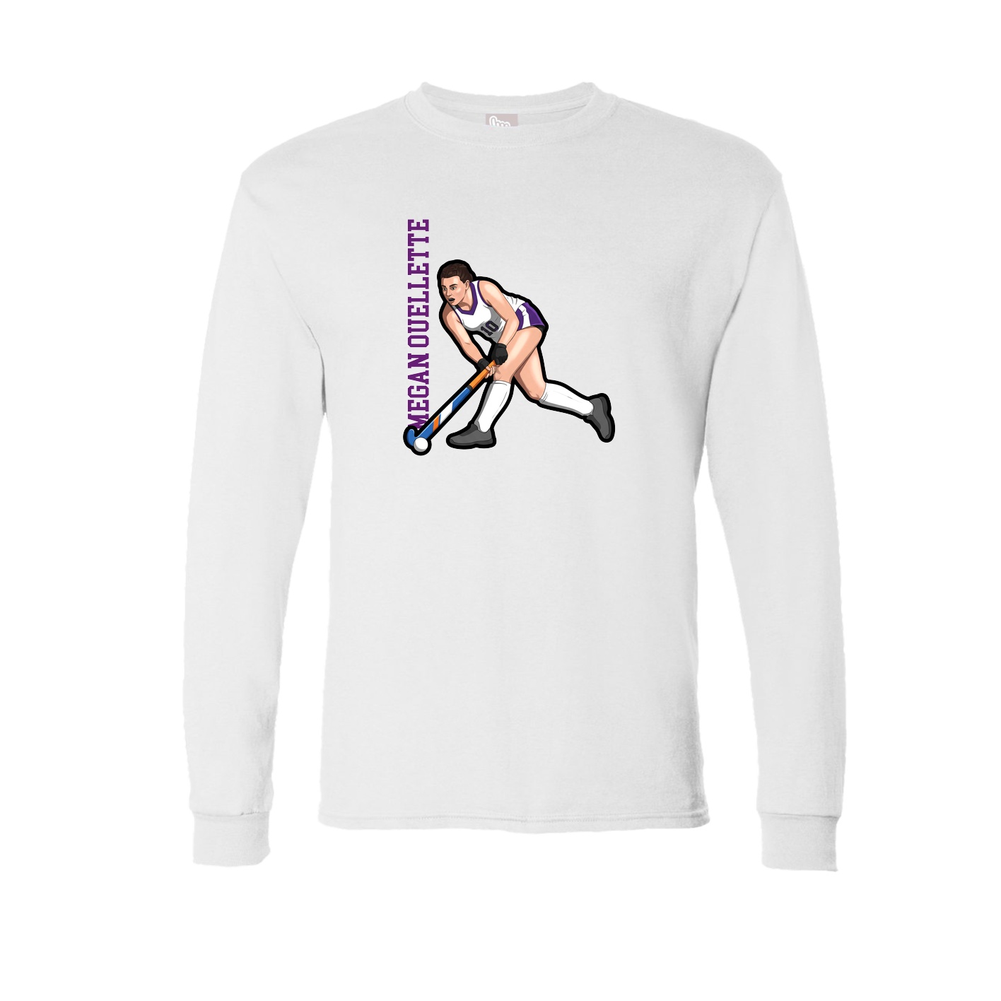 Long Sleeve Tee — Name Vertical in White