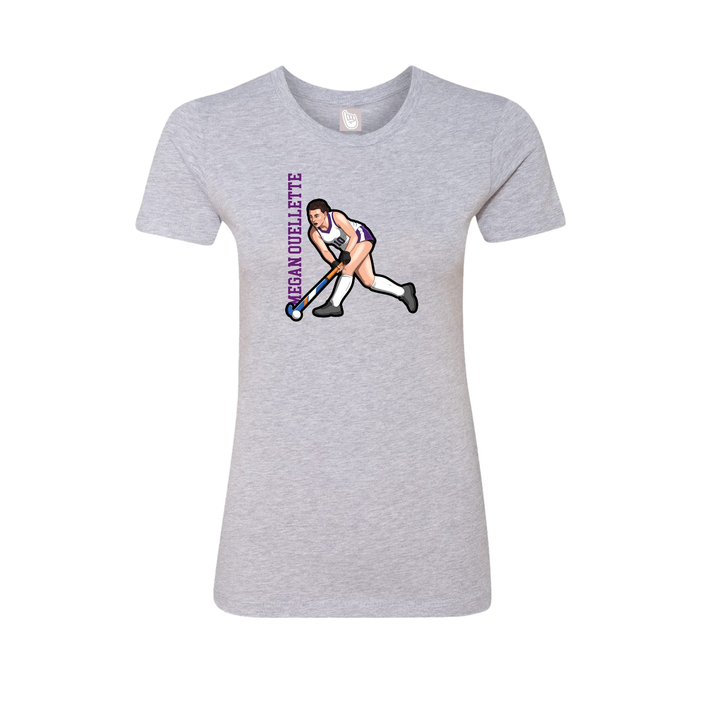 Fitted Women's Tee — Name Vertical in Grey