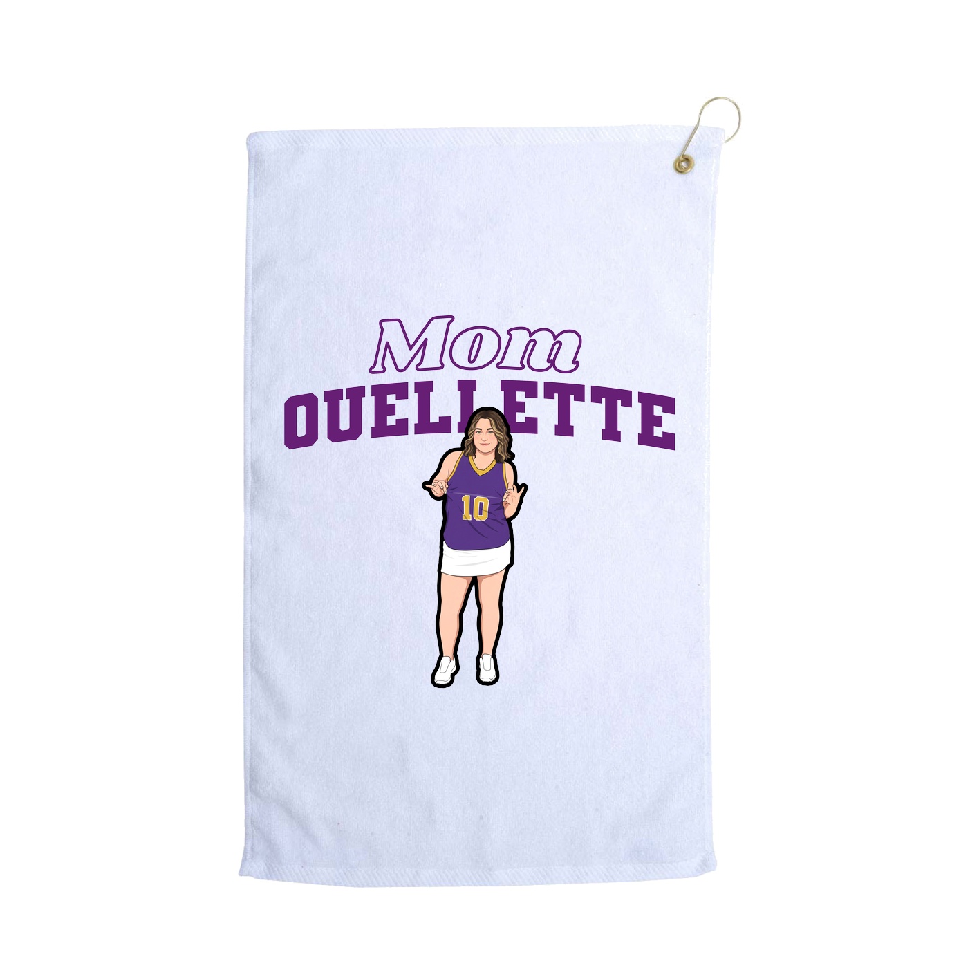 Golf Towel — Mothers Day Block in White