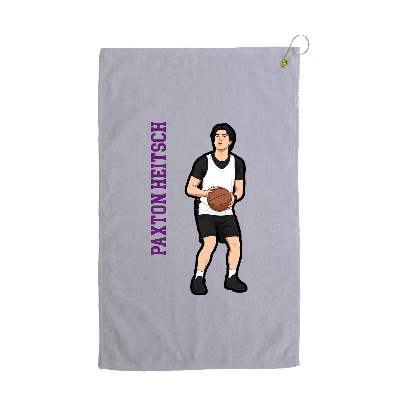 Golf Towel — Name Vertical in Grey