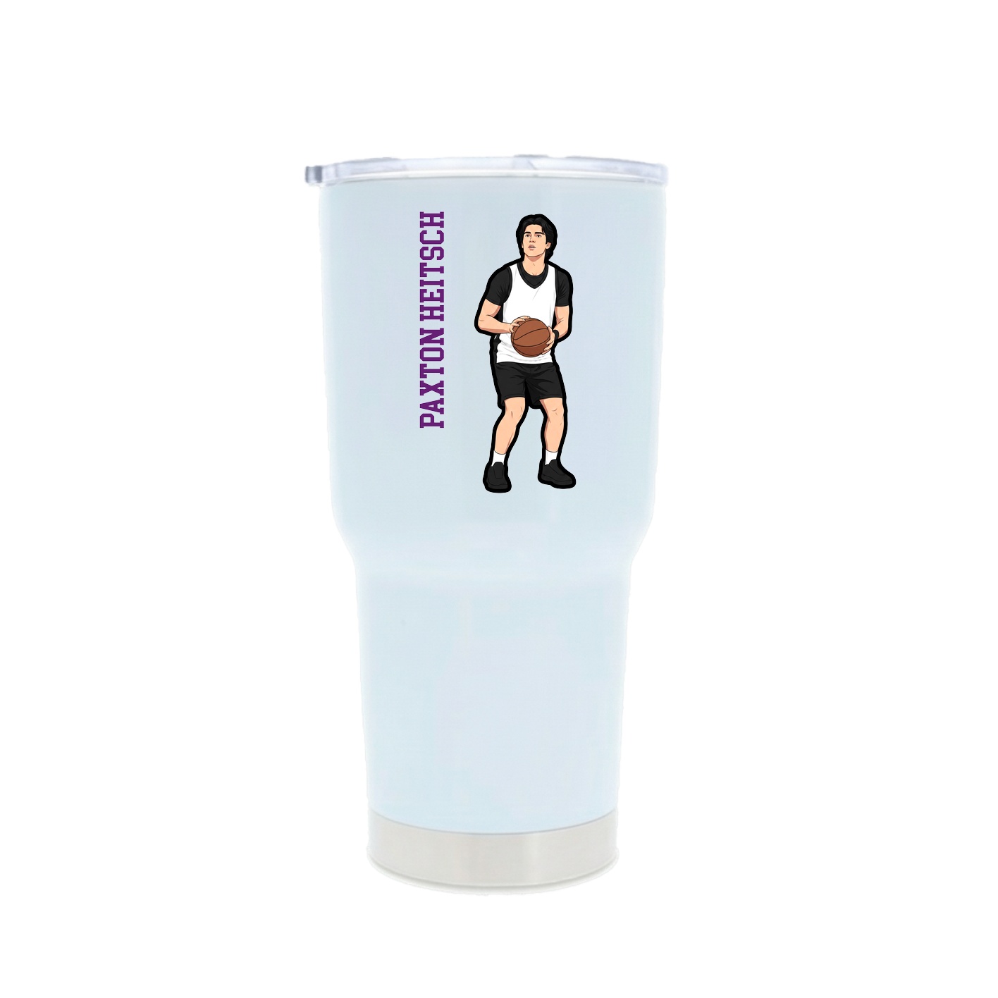 30oz Stainless Steel Tumbler — Name Vertical in White