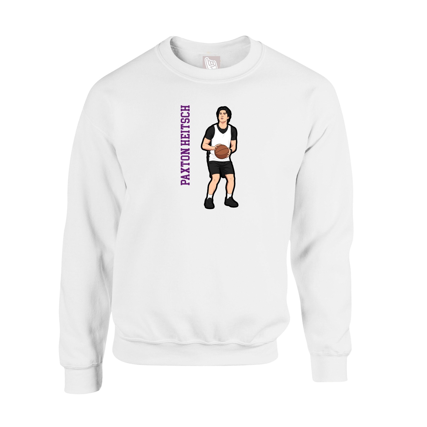 Fleece Crew — Name Vertical in White