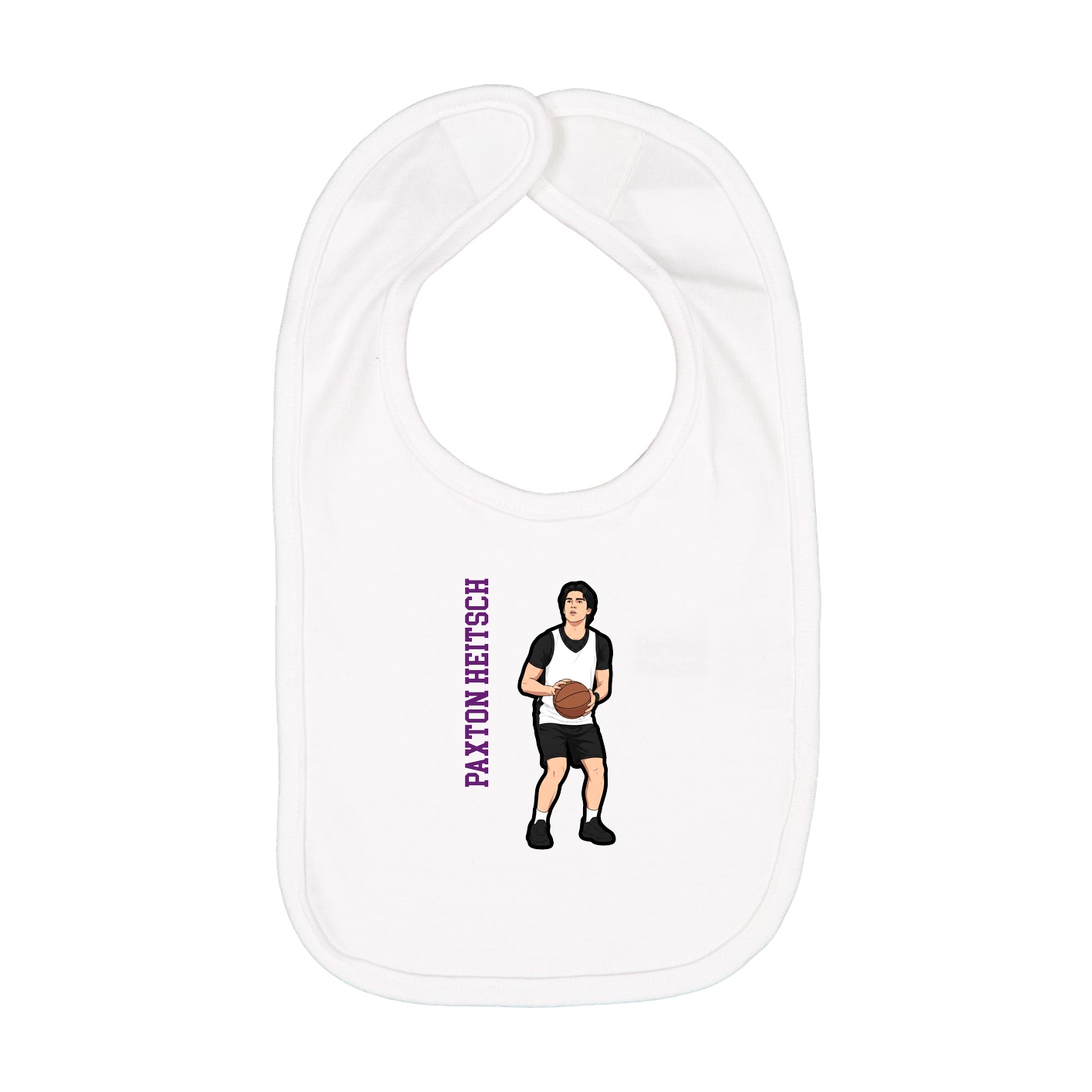Infant Bib — Name Vertical in White