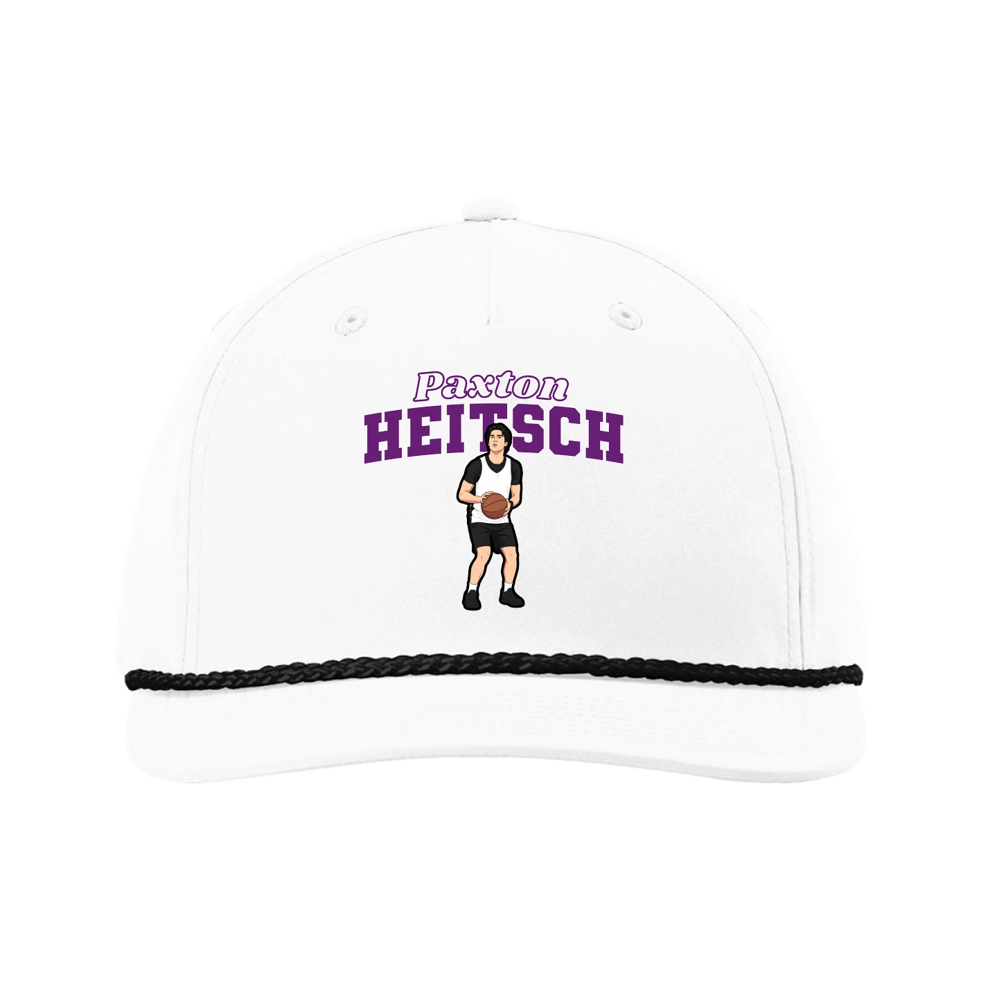 Five-Panel Classic Rope Cap — Name Arch in White