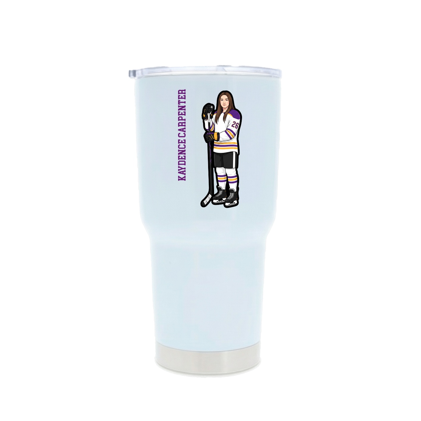 30oz Stainless Steel Tumbler — Name Vertical in White