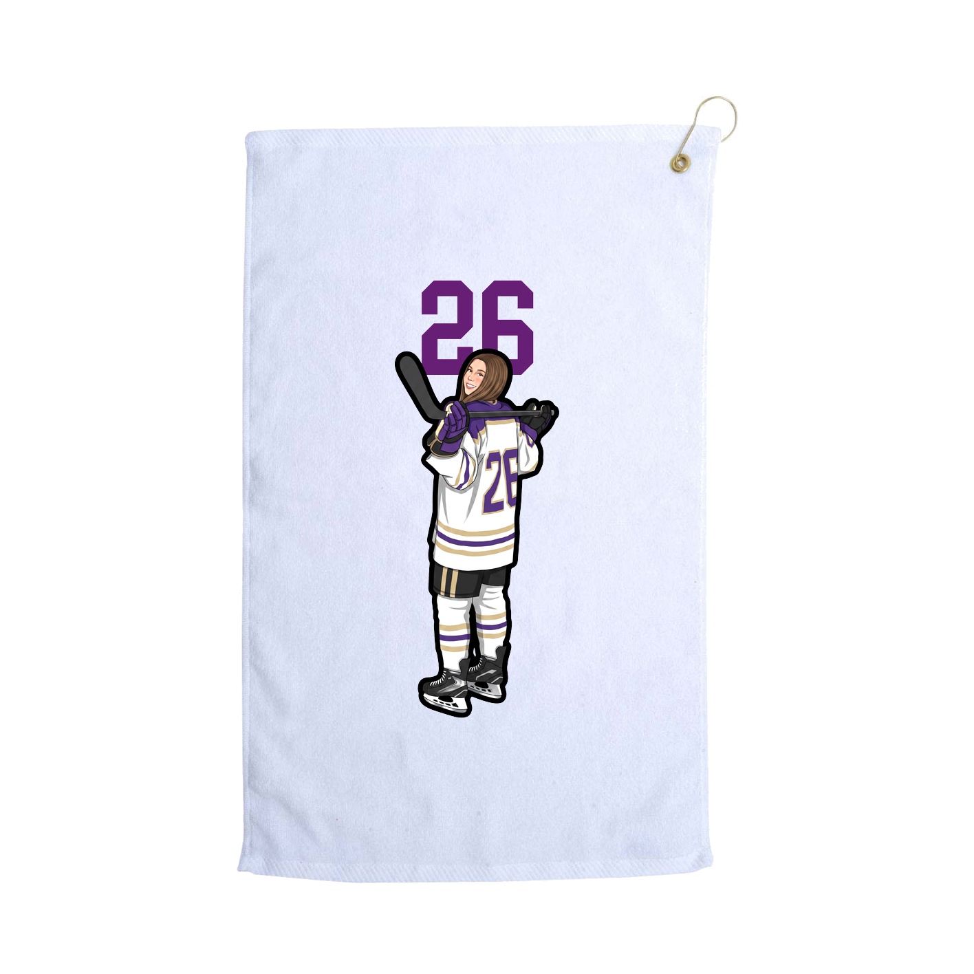 Golf Towel — Number Top in White