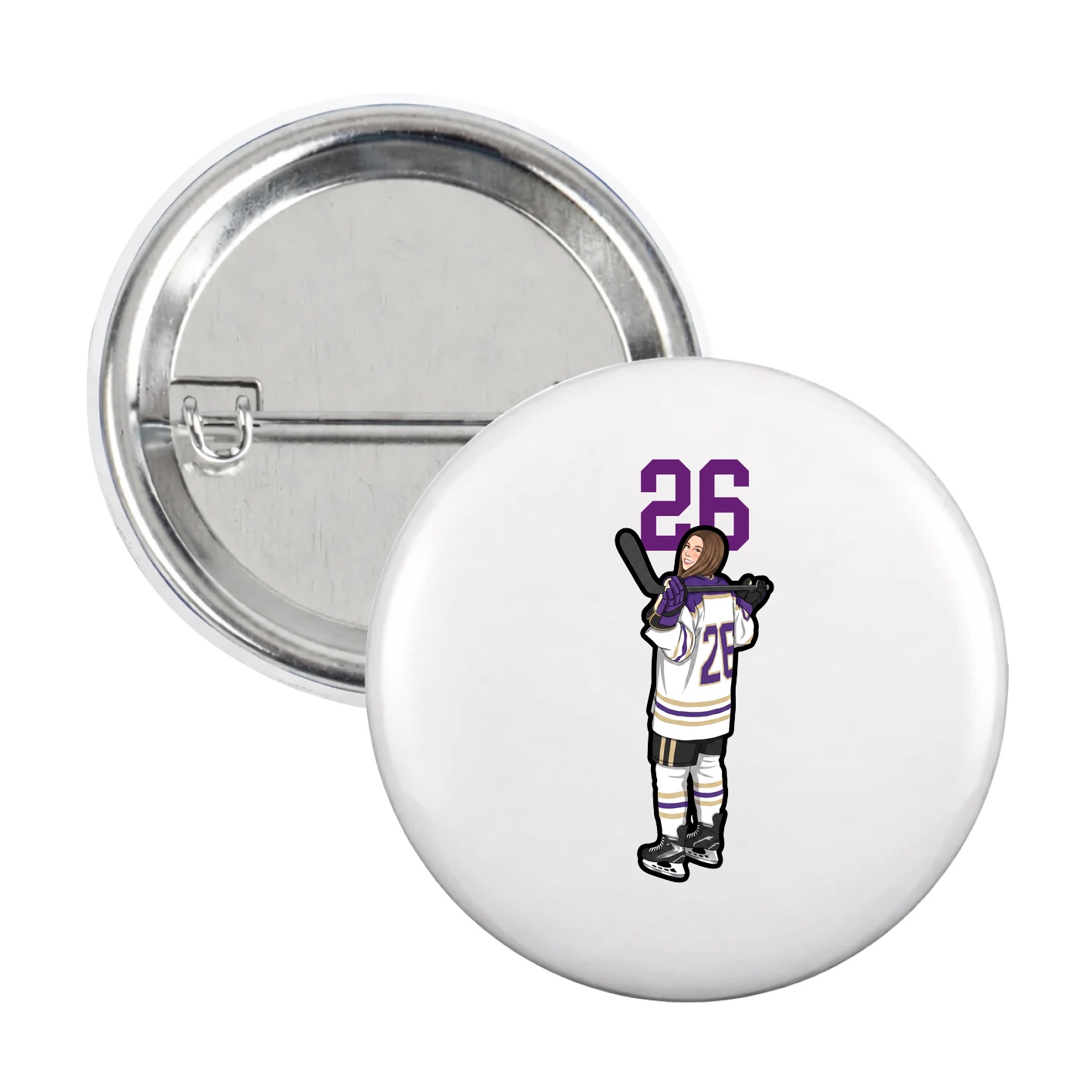 Game Day Button — Number Top in White