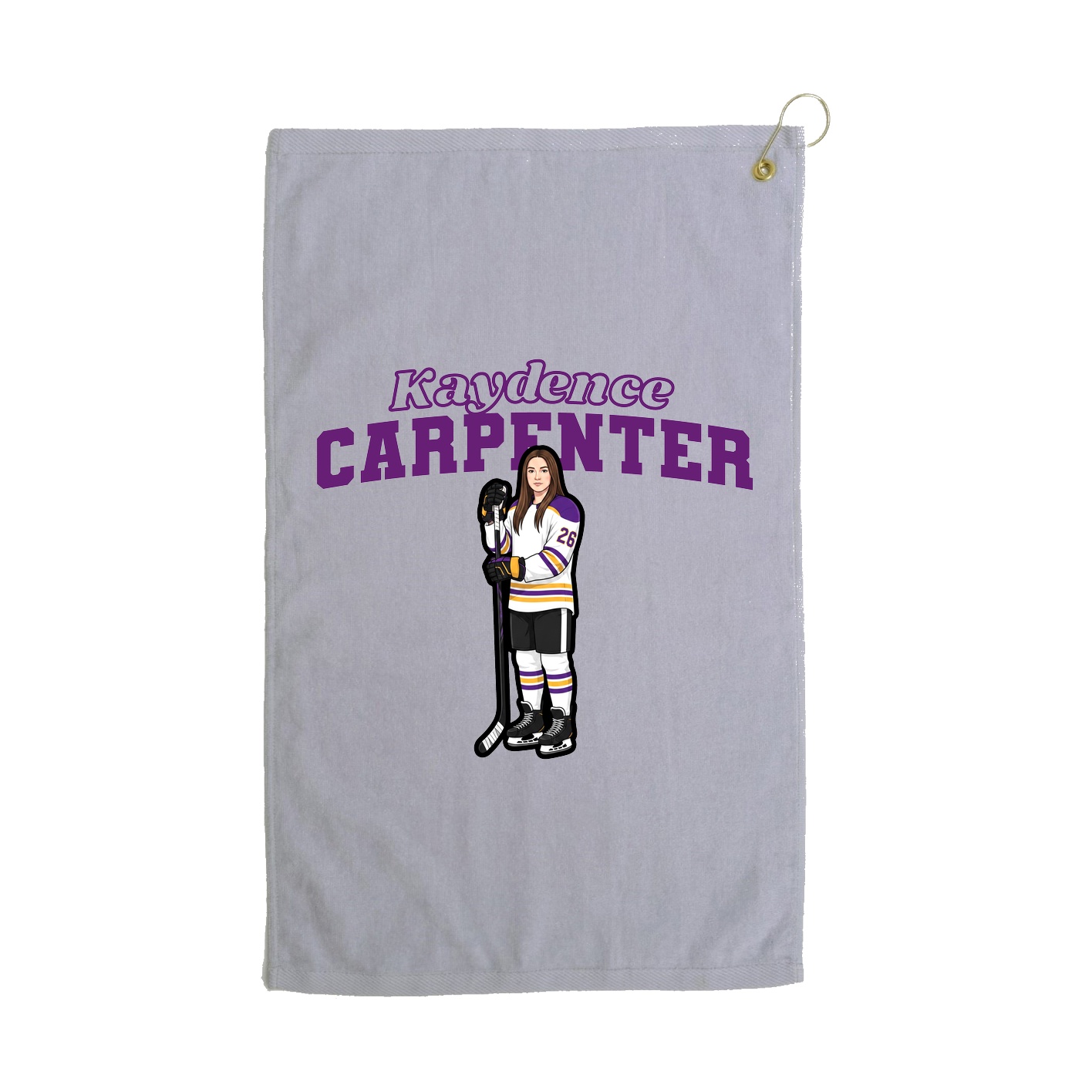 Golf Towel — Name Arch in Grey