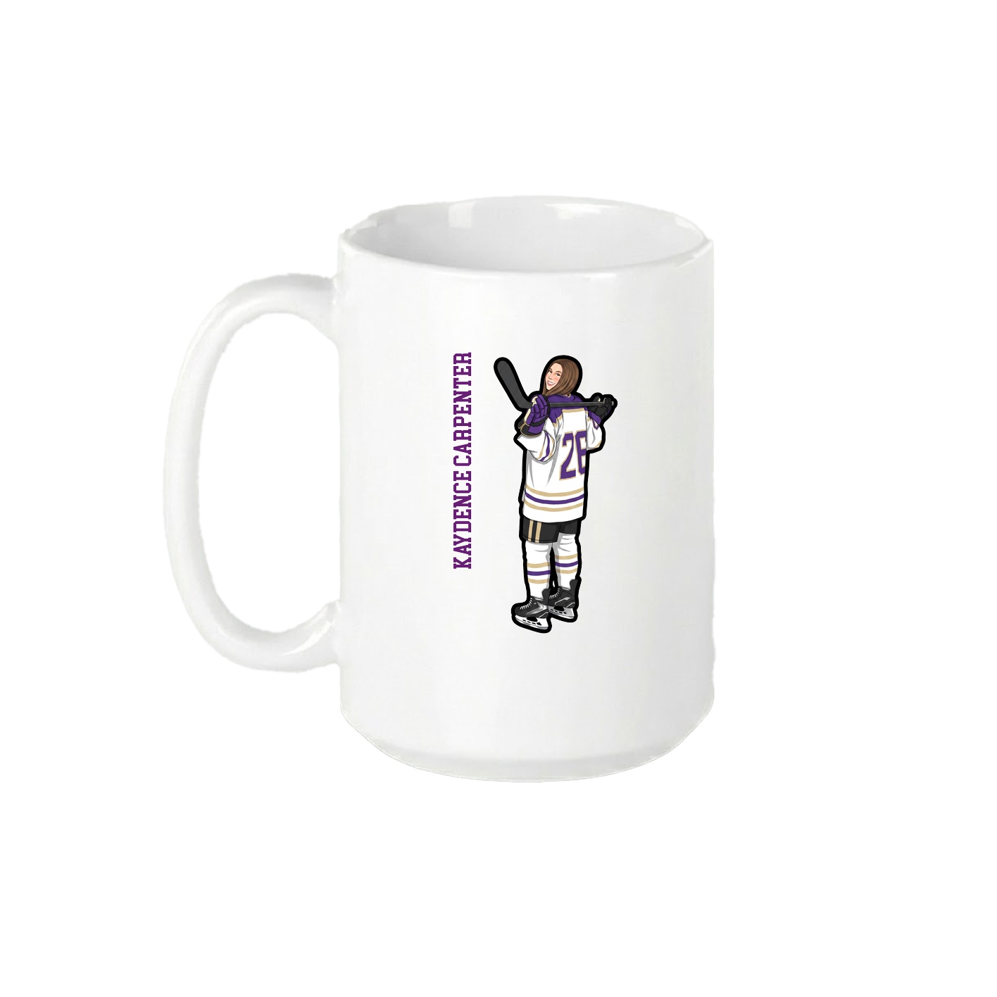 15oz Coffee Mug — Name Vertical in White