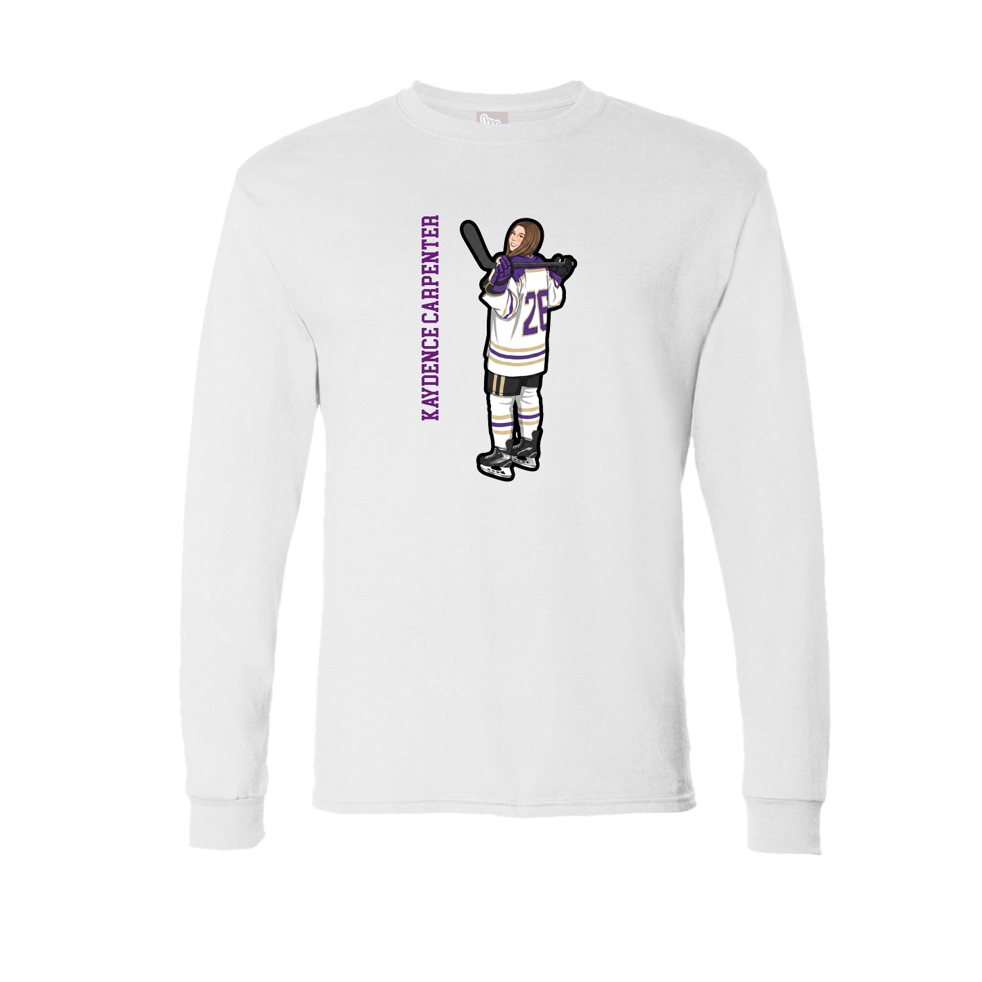 Long Sleeve Tee — Name Vertical in White