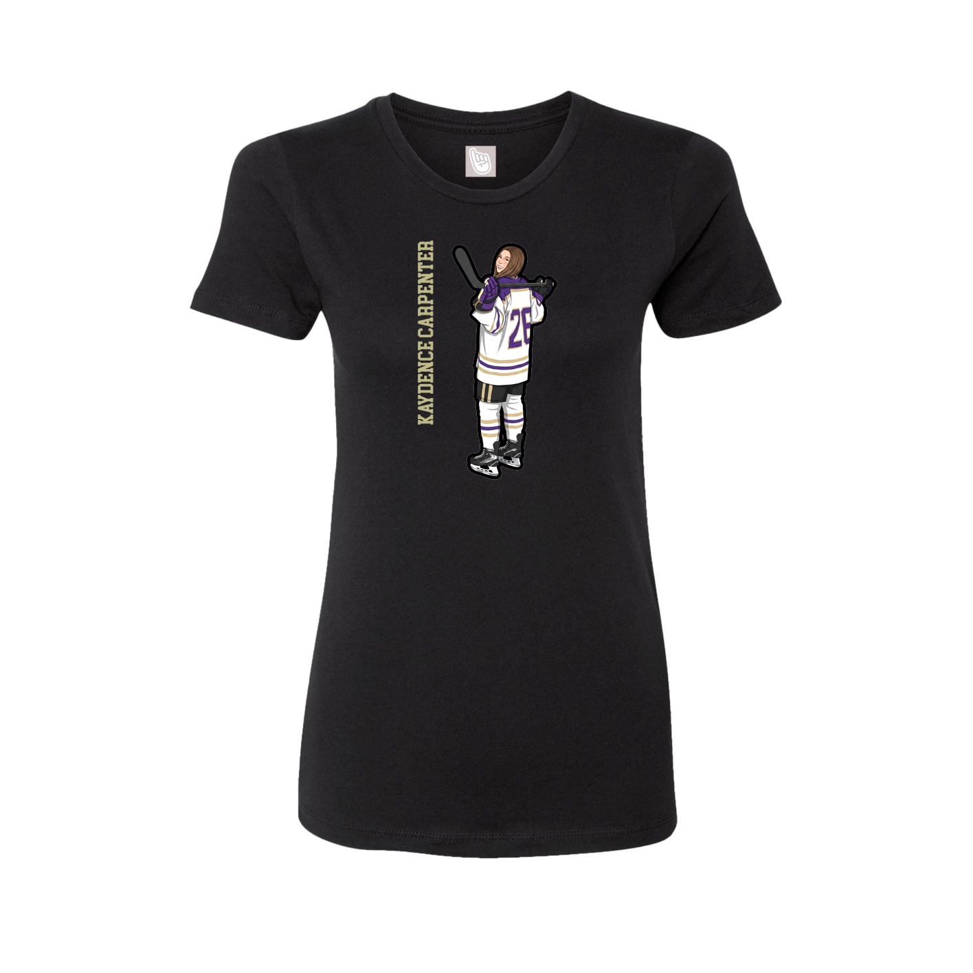 Fitted Women's Tee — Name Vertical in Black