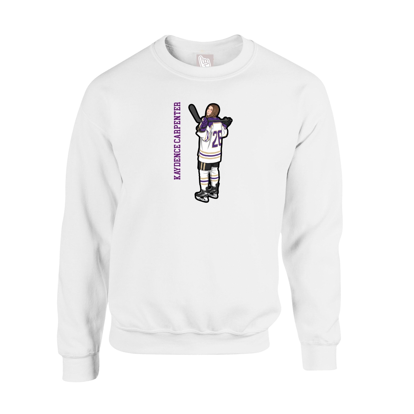 Fleece Crew — Name Vertical in White