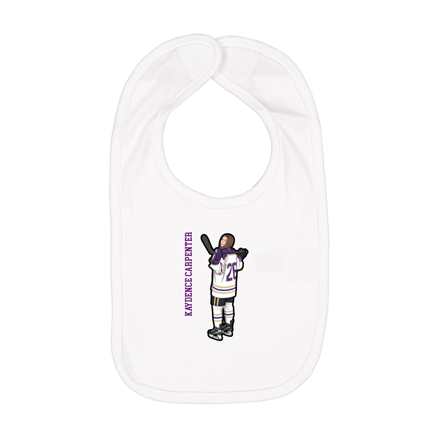 Infant Bib — Name Vertical in White