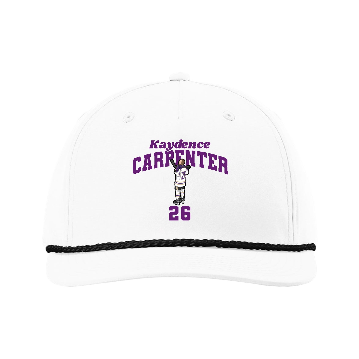 Five-Panel Classic Rope Cap — Signature Arch in White