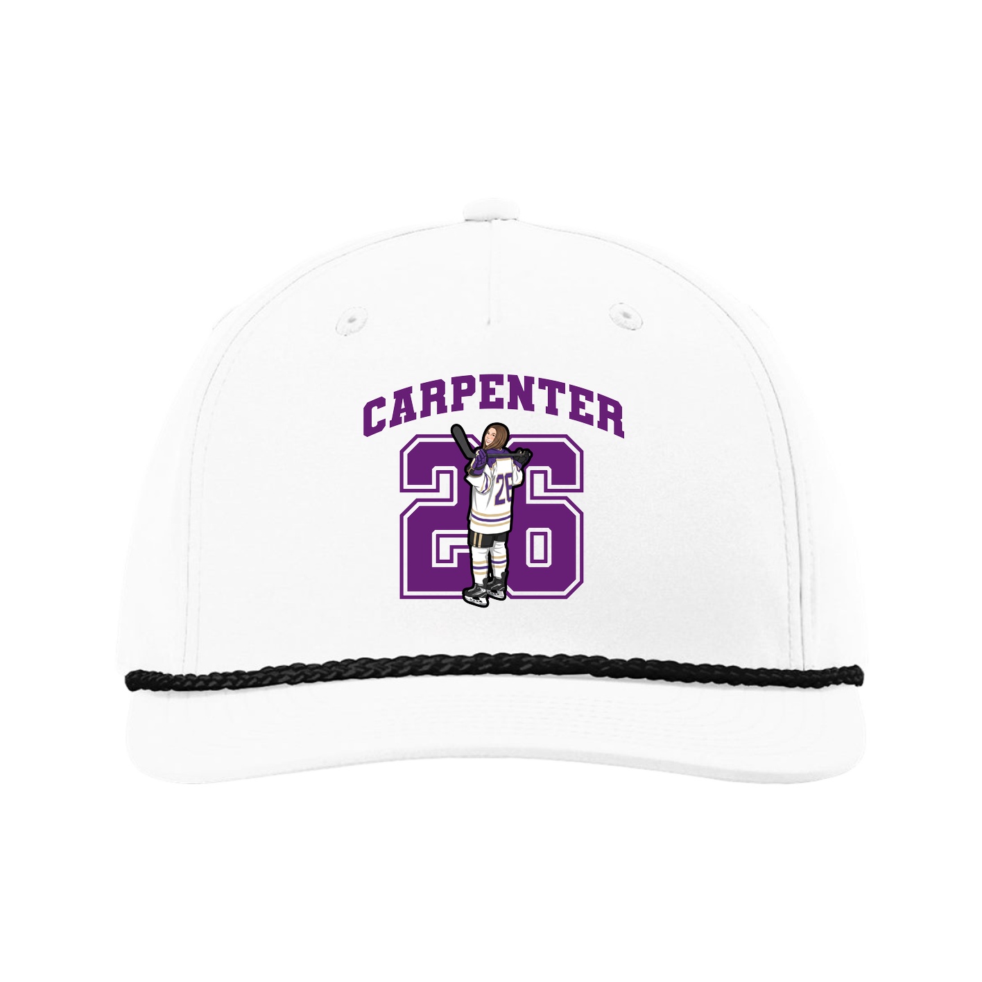 Five-Panel Classic Rope Cap — Number in White