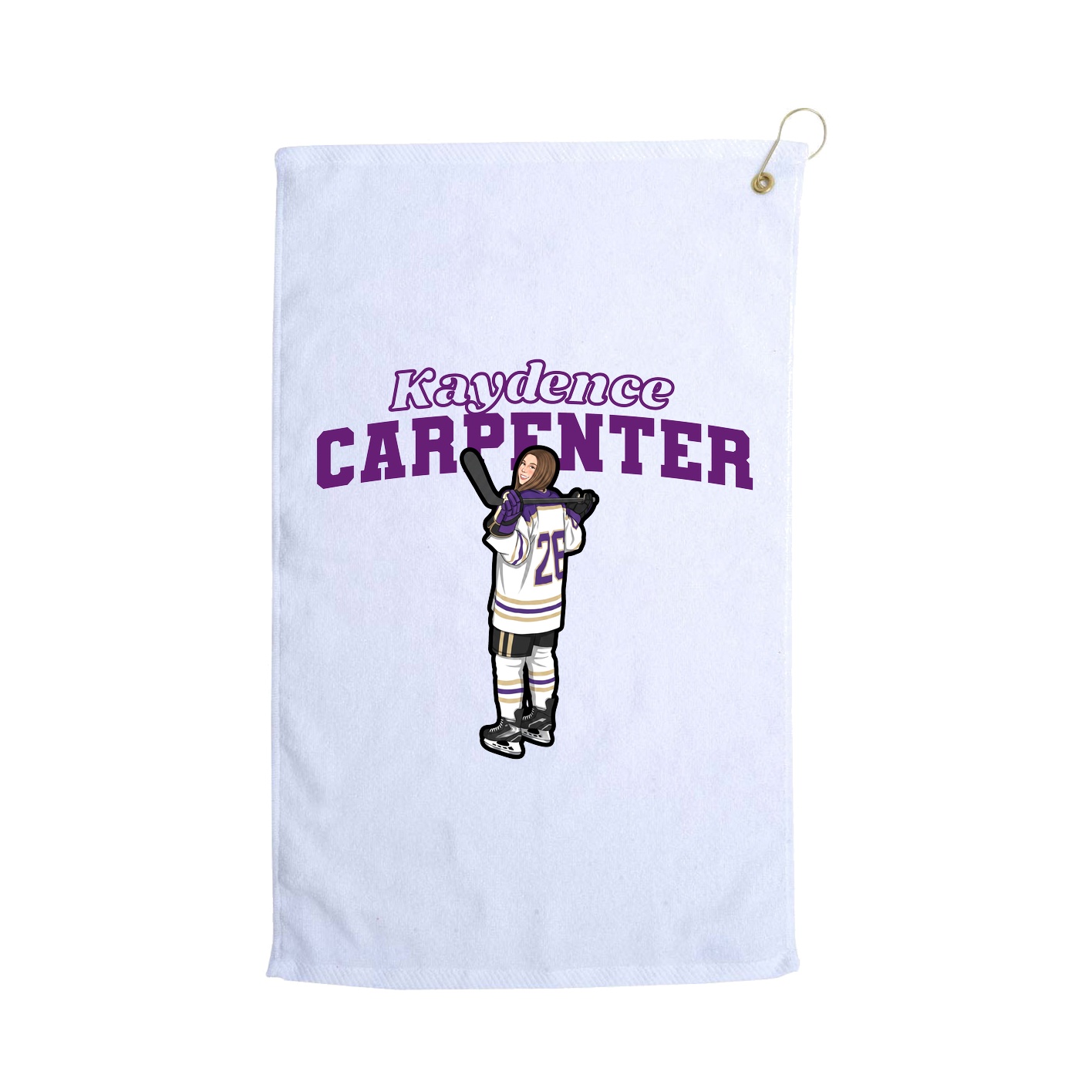 Golf Towel — Name Arch in White