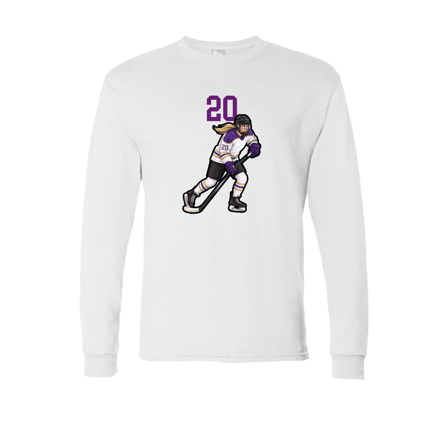Long Sleeve Tee — Number Top in White