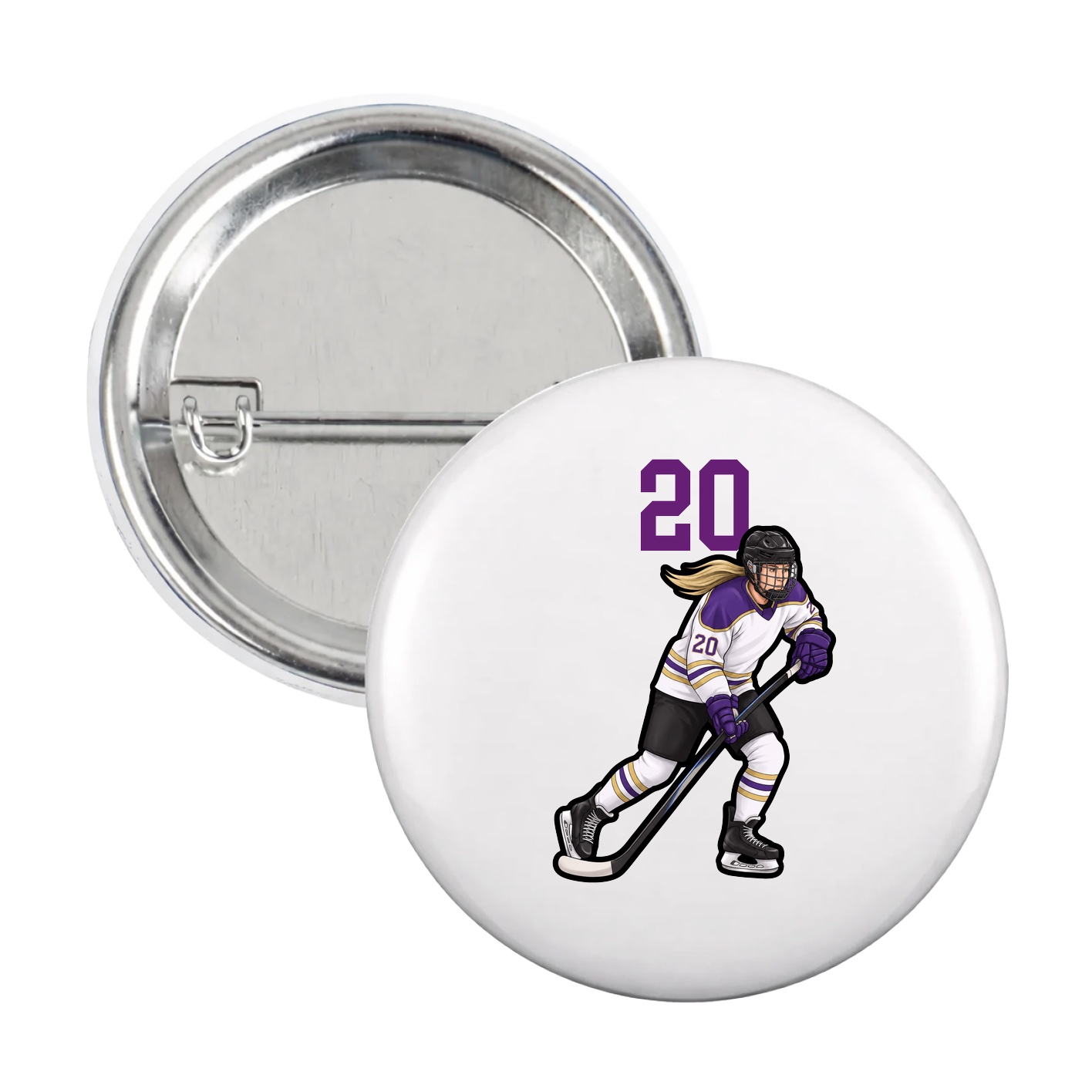 Game Day Button — Number Top in White