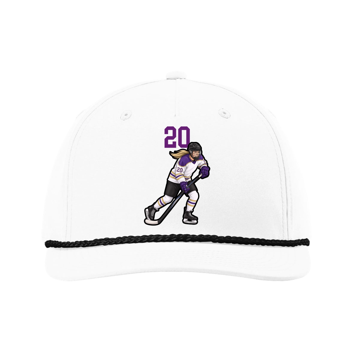 Five-Panel Classic Rope Cap — Number Top in White