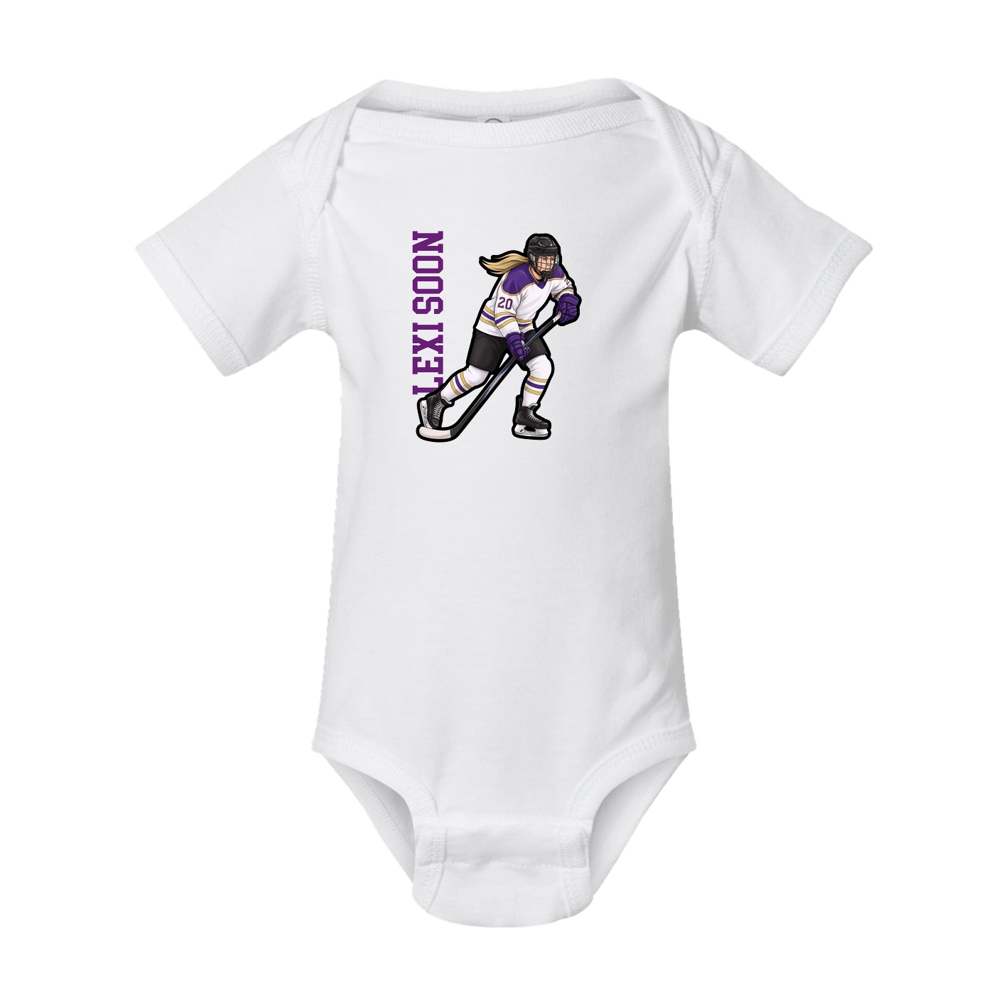 Baby Onesie — Name Vertical in White