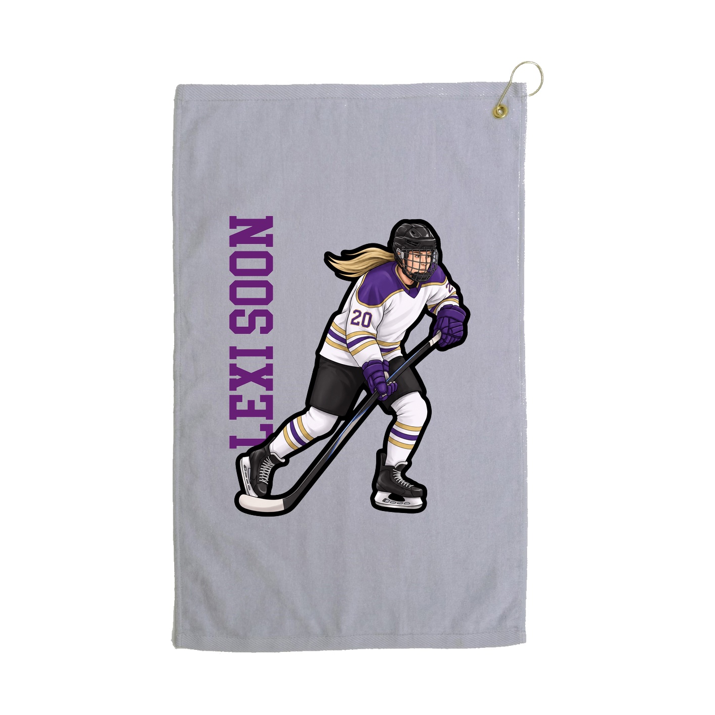 Golf Towel — Name Vertical in Grey