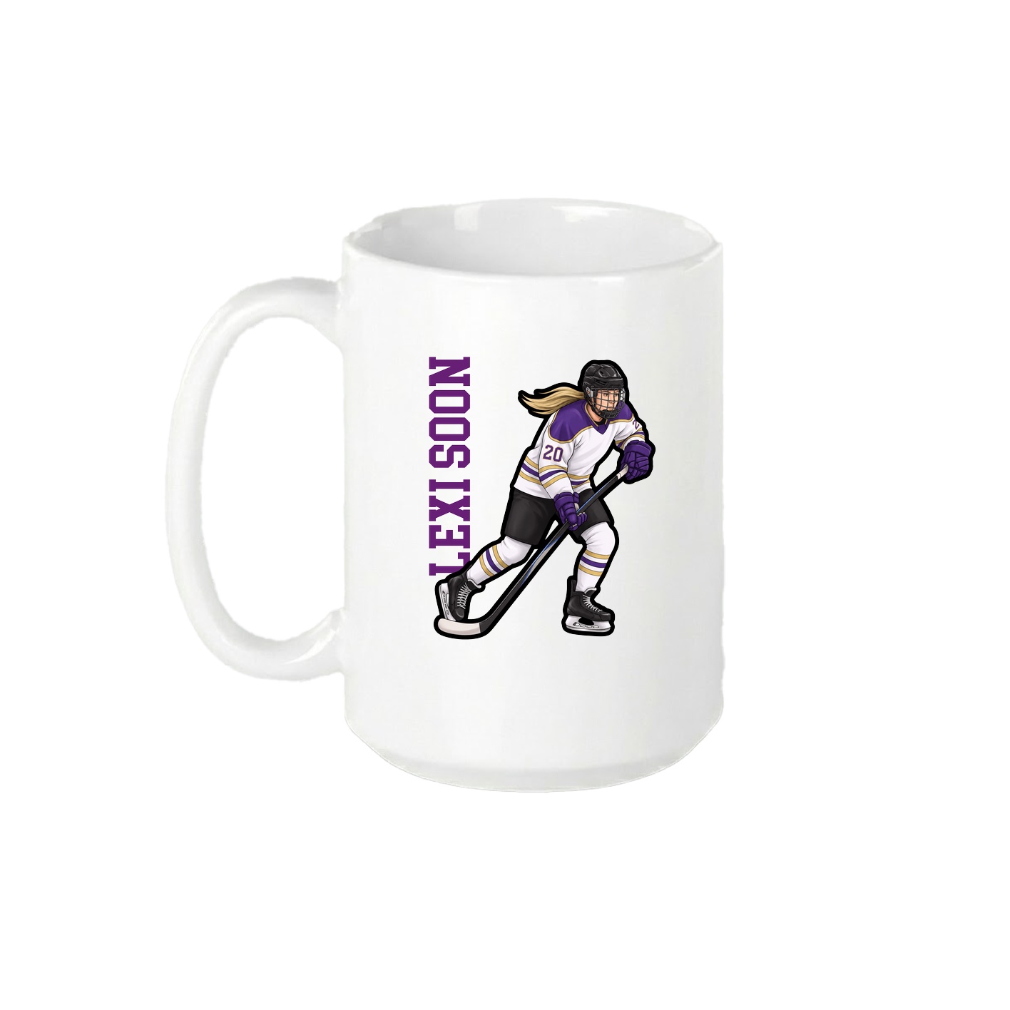 15oz Coffee Mug — Name Vertical in White