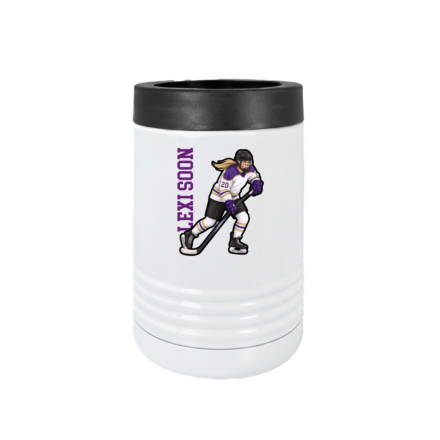 Beverage Holder — Name Vertical in White