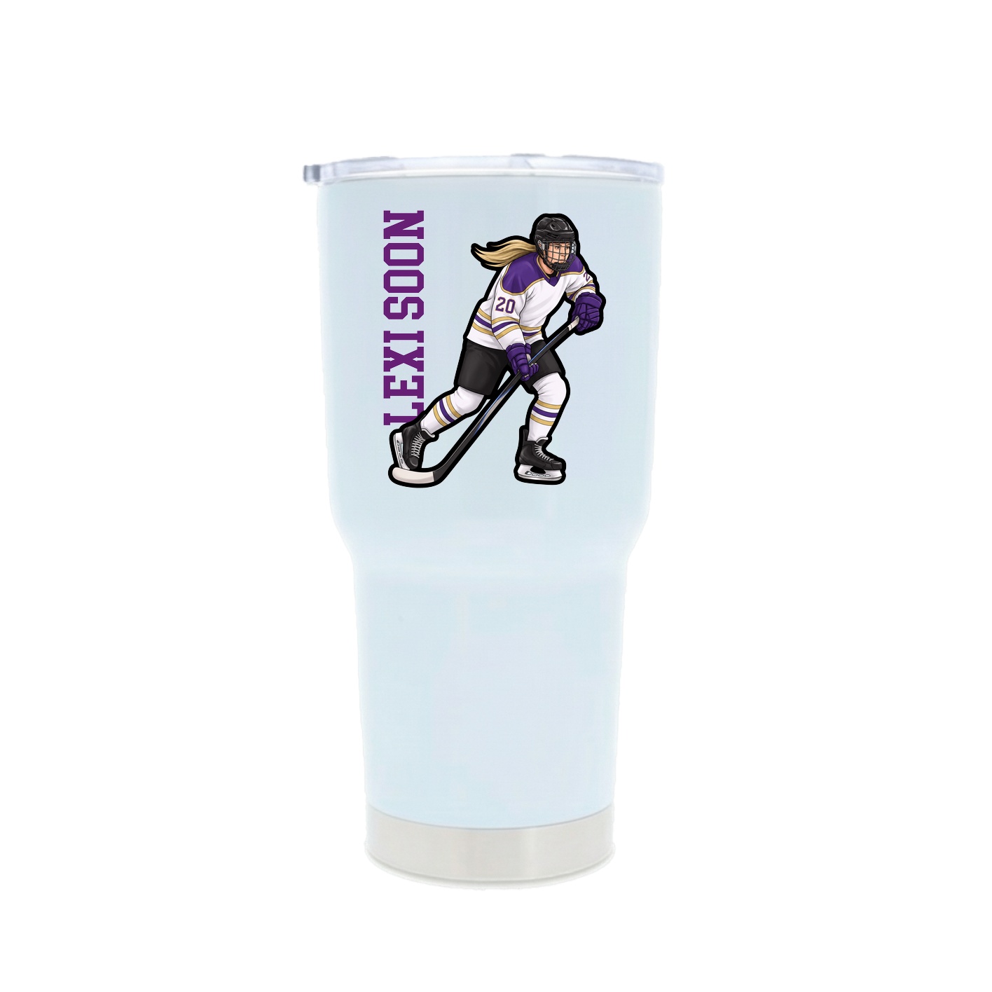 30oz Stainless Steel Tumbler — Name Vertical in White
