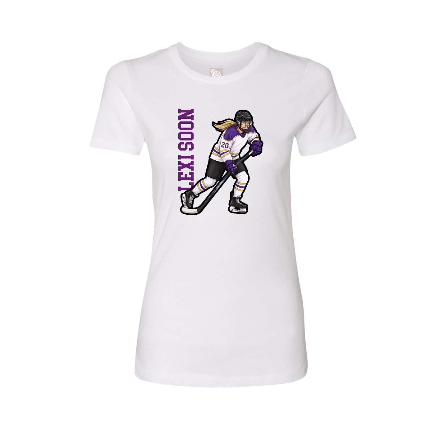 Fitted Women's Tee — Name Vertical in White