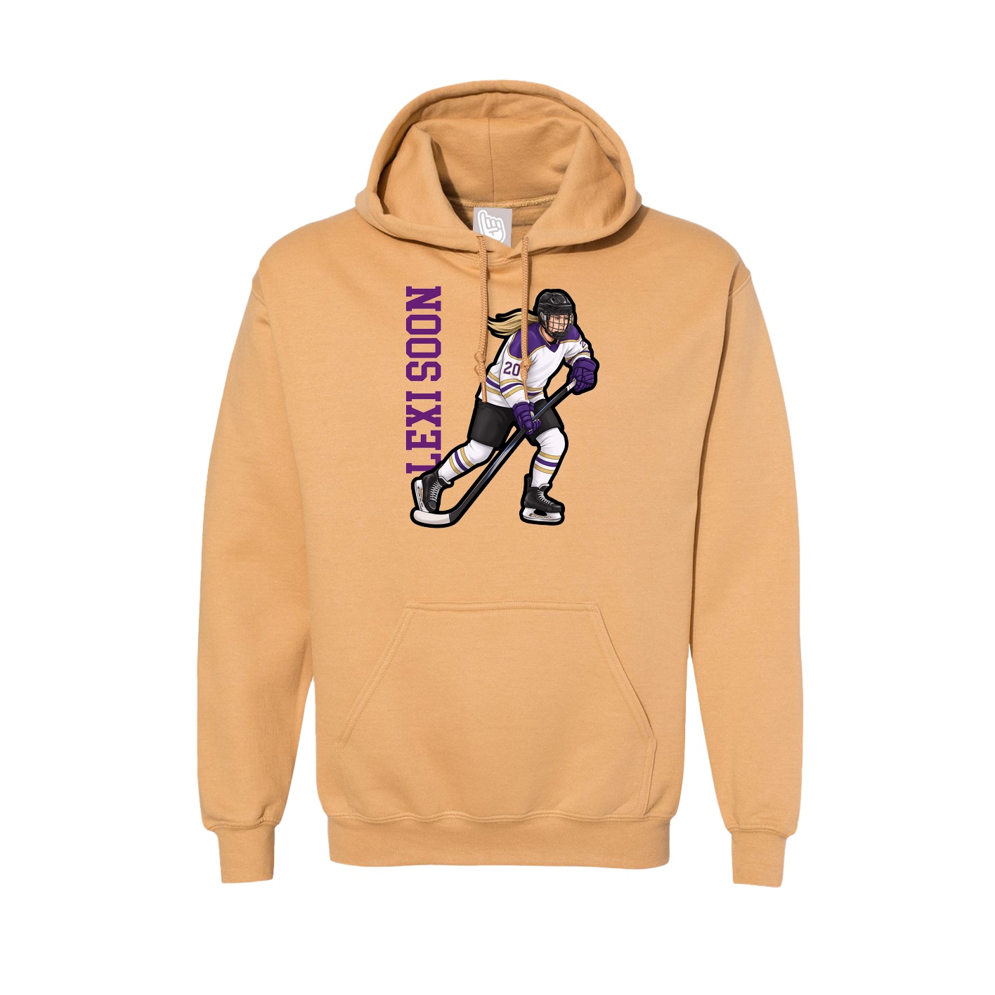 Hoodie — Name Vertical in Vegas Gold