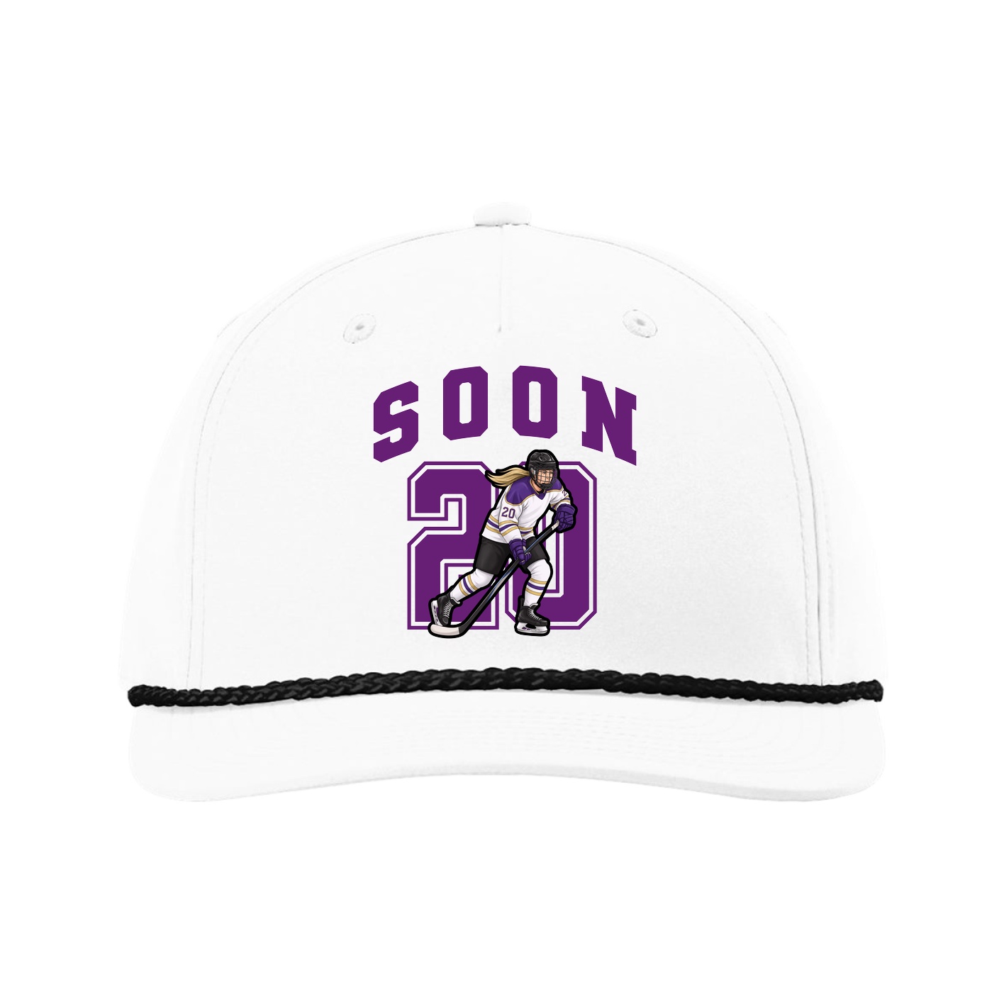 Five-Panel Classic Rope Cap — Number in White