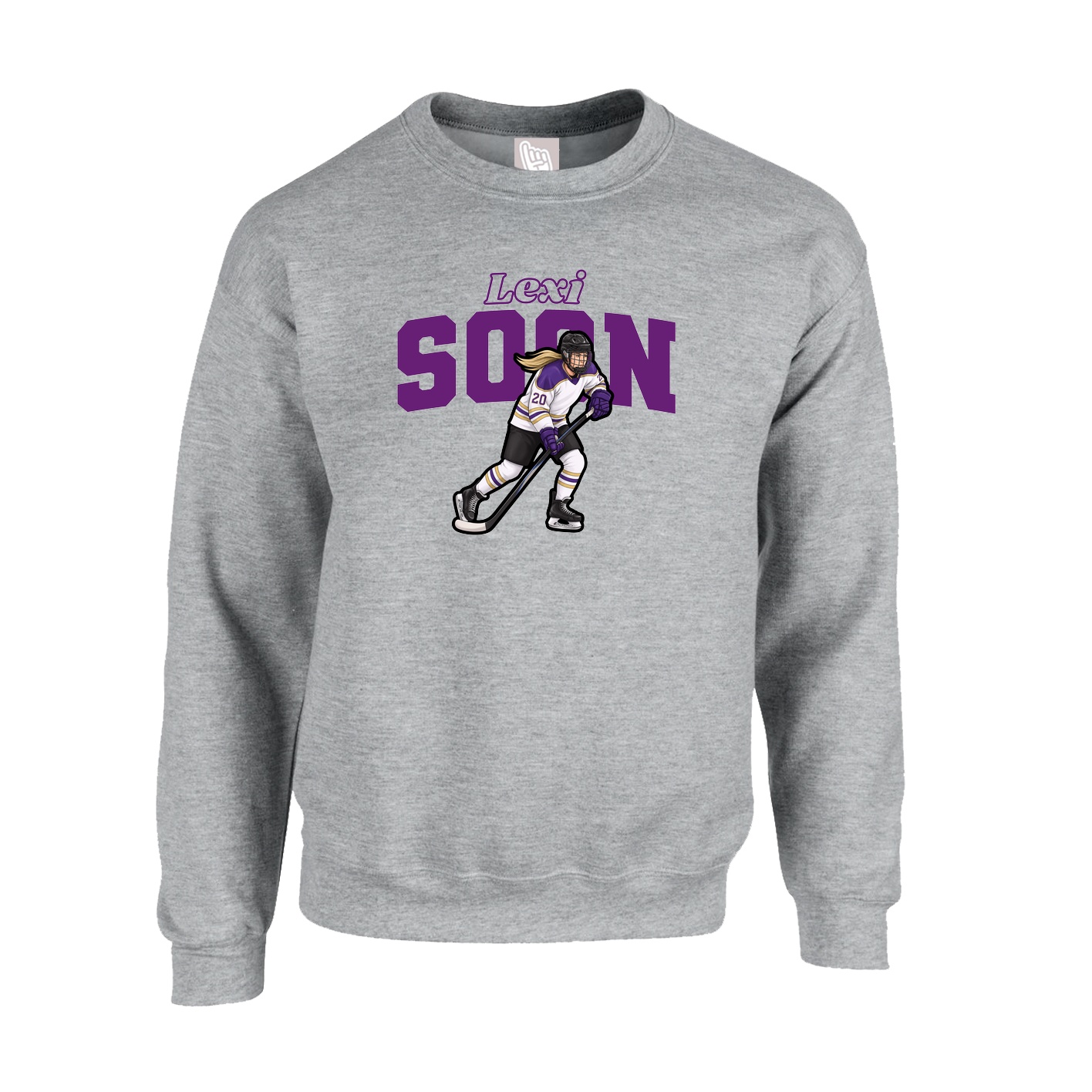 Fleece Crew — Name Arch in Grey