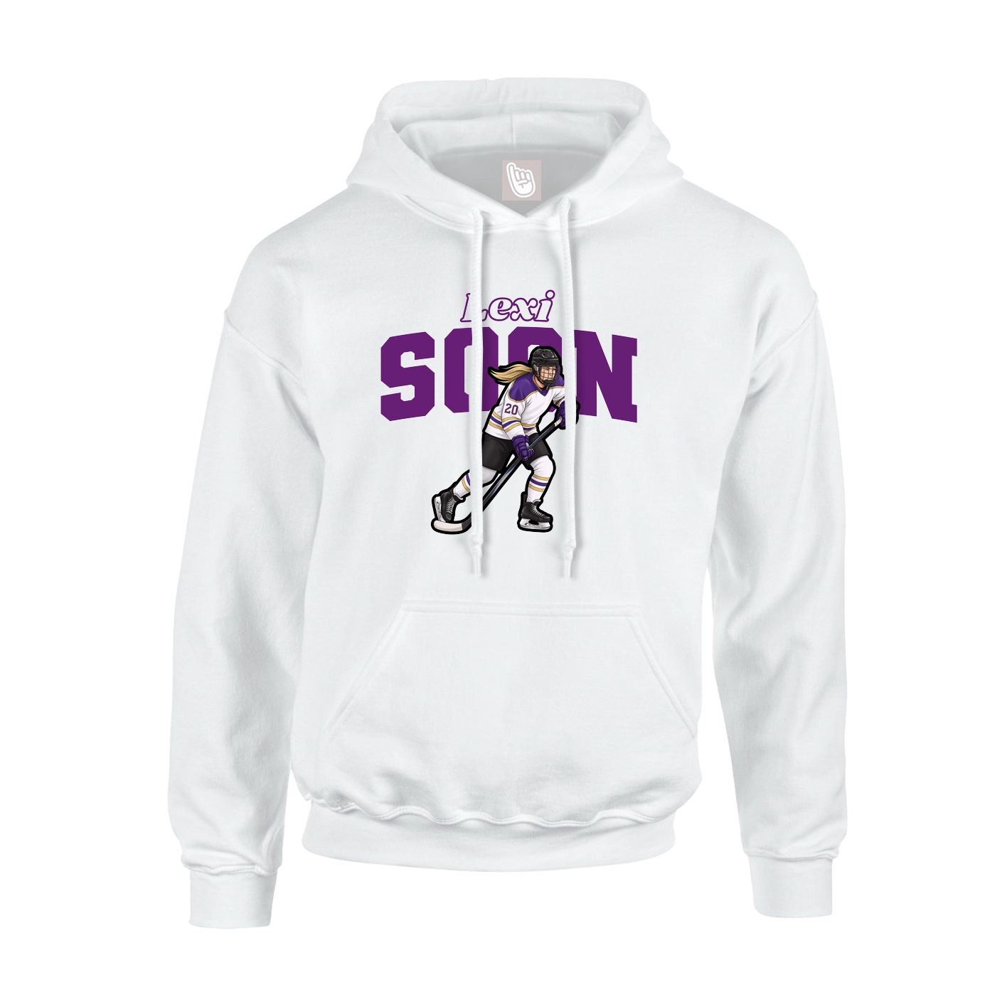 Youth Hoodie — Name Arch in White