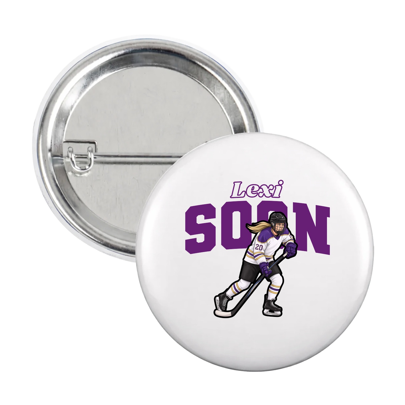 Game Day Button — Name Arch in White