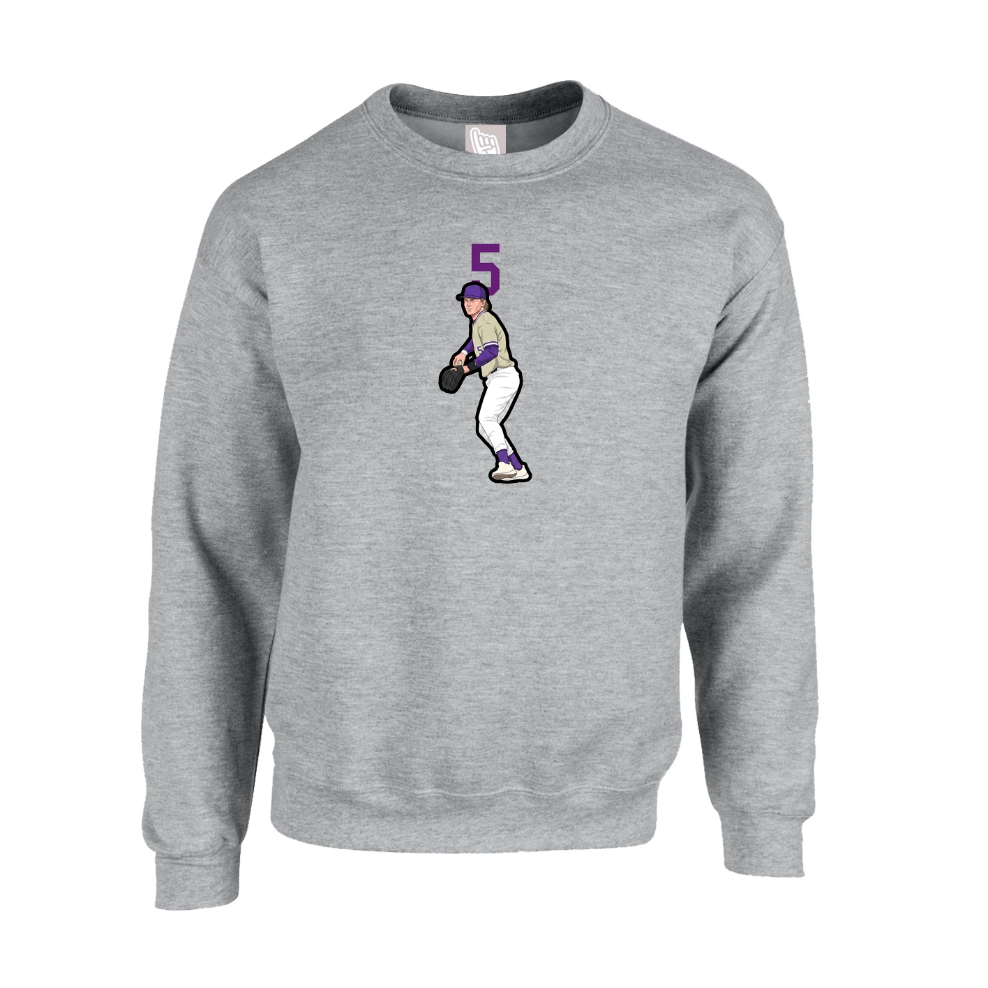 Fleece Crew — Number Top in Grey